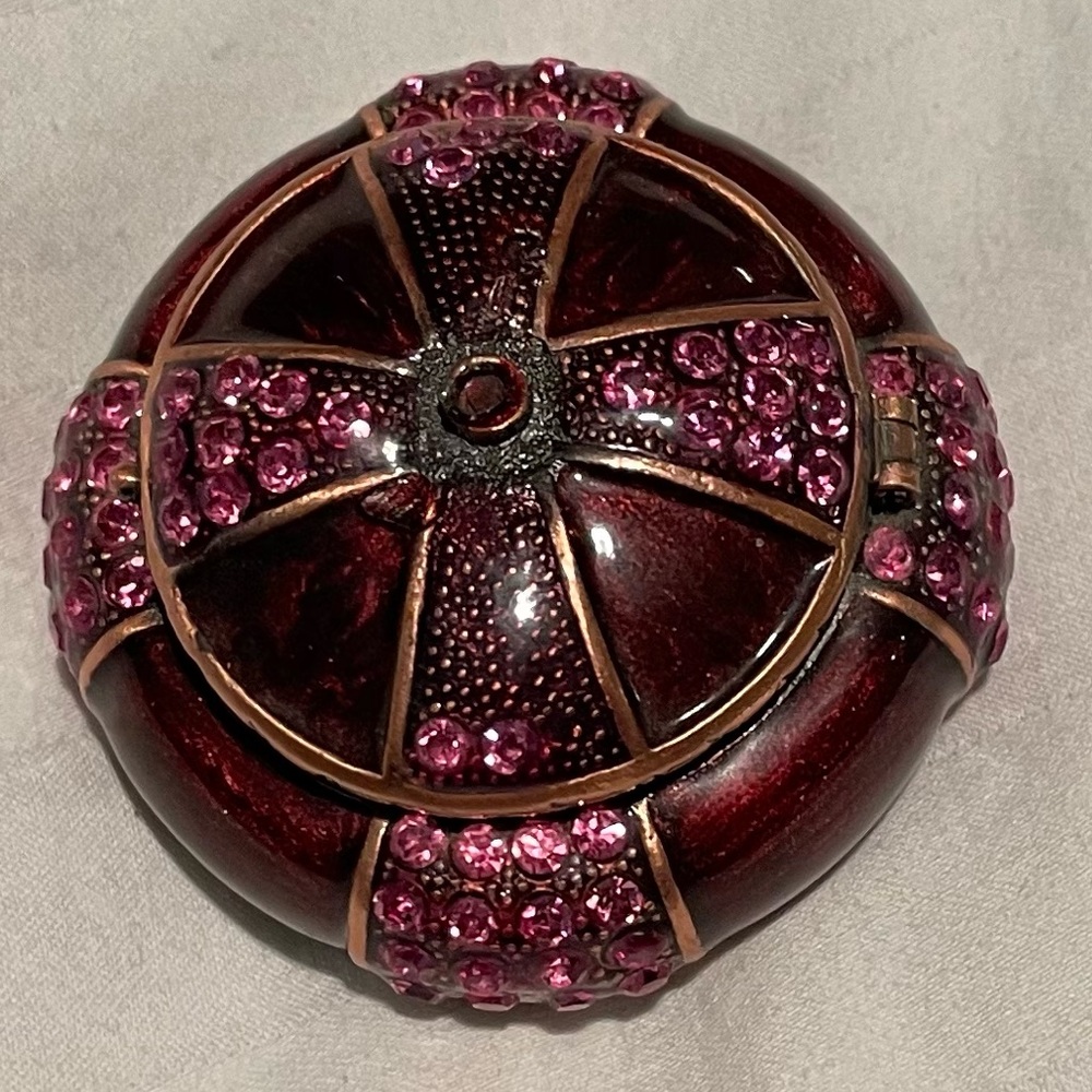 Possibly Michael Hero jewelry/trinket/pill box. Beautiful glittery rhinestones.